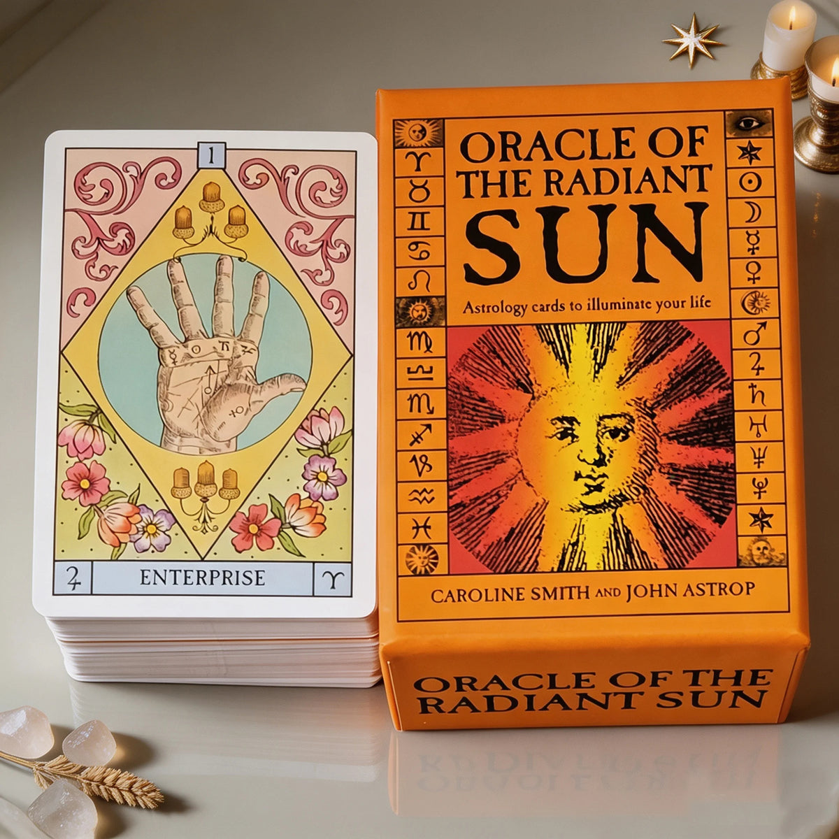 Oracle of the Radiant Sun — sample cards including Achievement, Endurance, Protection, Vision, Enthusiasm, Exaltation