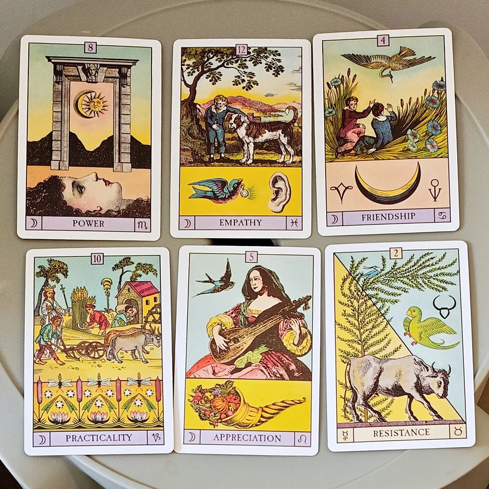Oracle of the Radiant Sun — sample cards including Decision, Submission, Egotism, Quarrel, Impulsiveness, Criticism