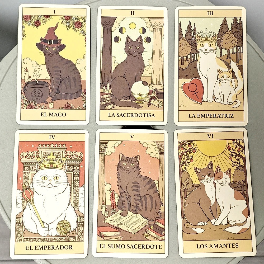 El Tarot de los Gatos — 78 Cards | Spanish Edition Cat Tarot with Guidebook