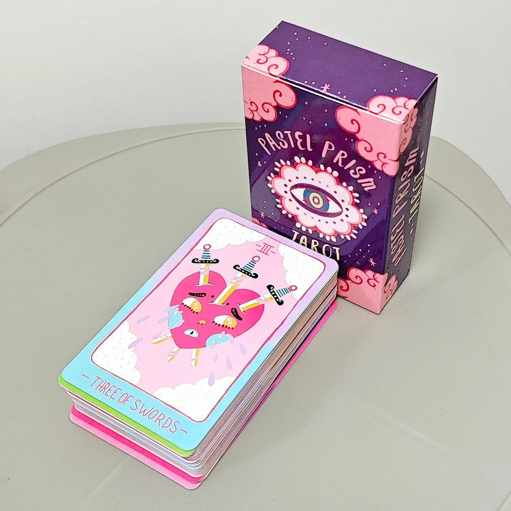 Pastel Prism Tarot Deck — 78 Cards Pink & Sky-Blue Edition