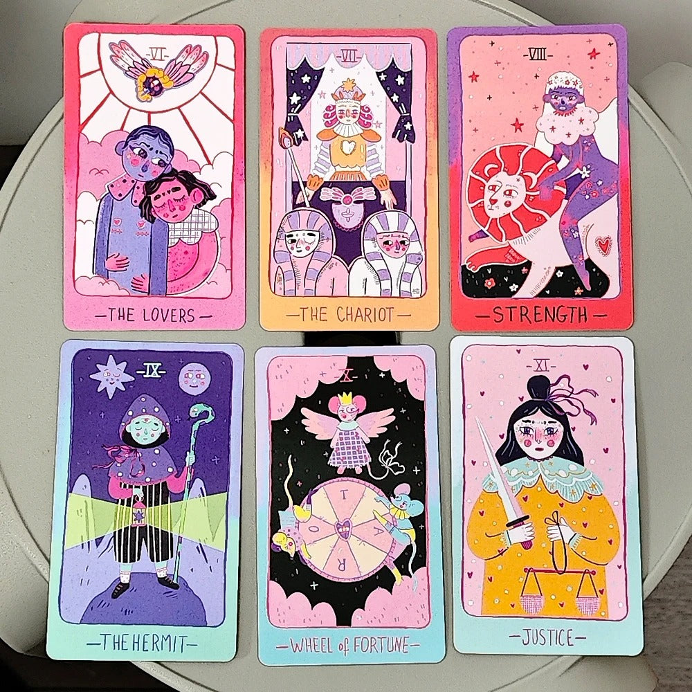 Pastel Prism Tarot Deck — 78 Cards Pink & Sky-Blue Edition