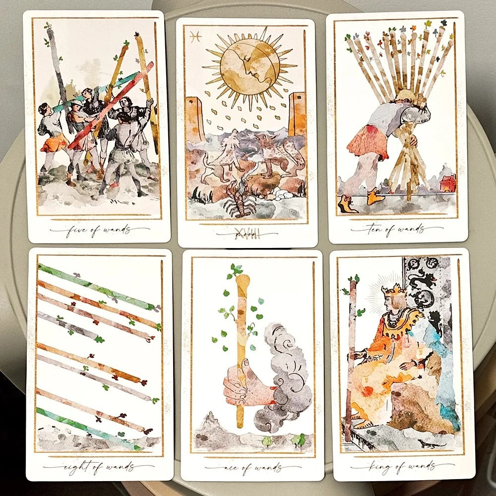 Modern Hue Tarot Deck — 78 Watercolour Cards Double-Embossed Edition