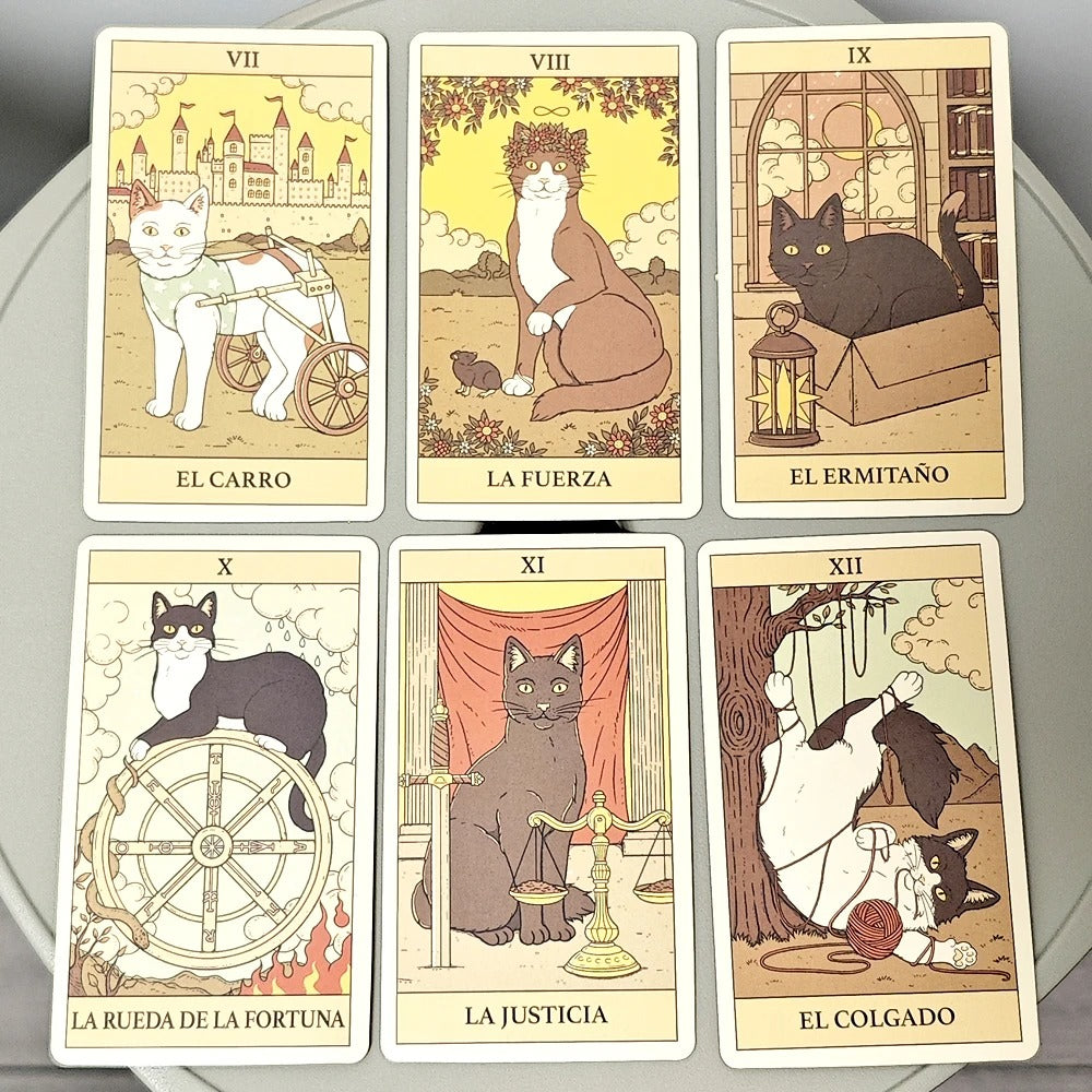 El Tarot de los Gatos — 78 Cards | Spanish Edition Cat Tarot with Guidebook