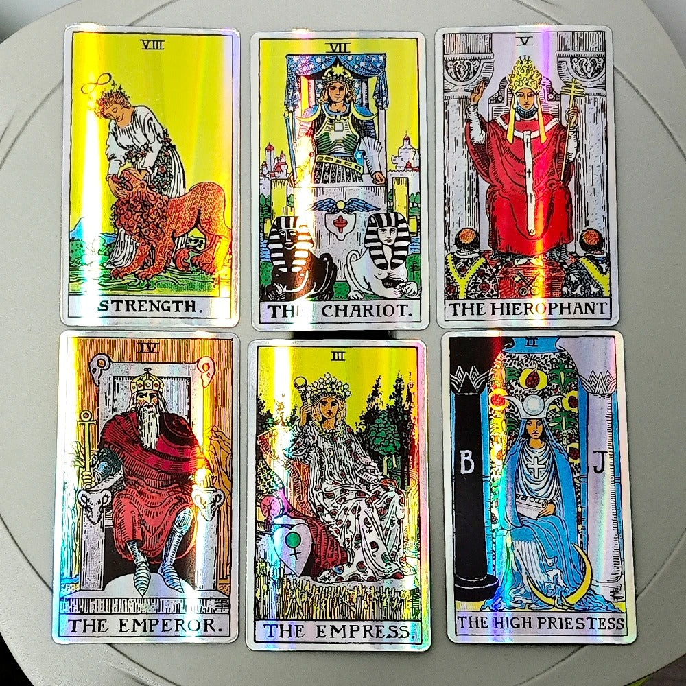 Classic Waite Tarot Deck — 78 Cards Rainbow Holographic Edition