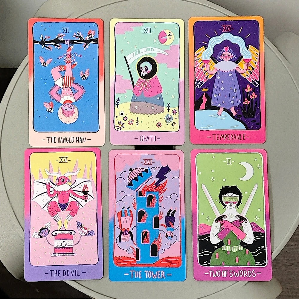 Pastel Prism Tarot Deck — 78 Cards Pink & Sky-Blue Edition