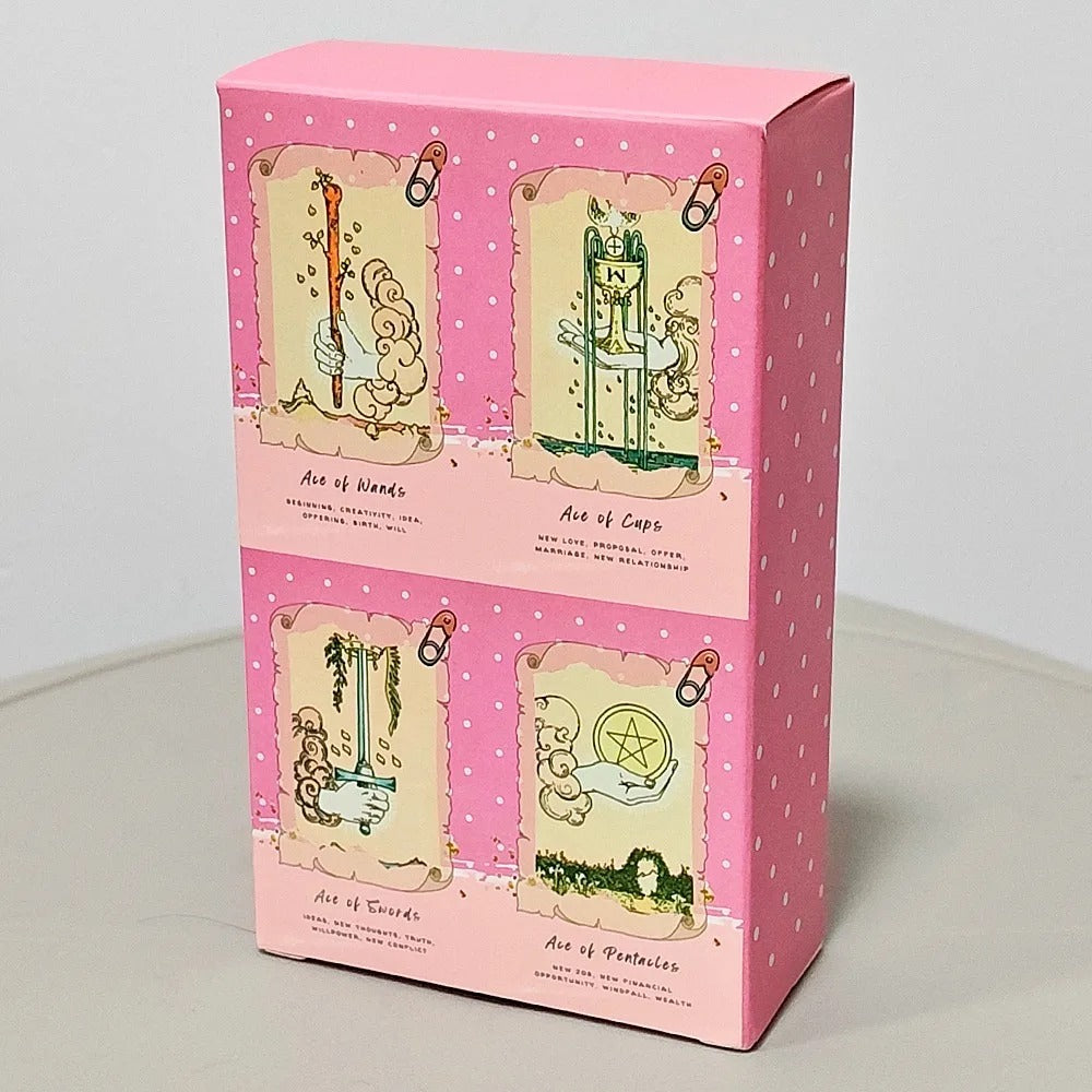 Pink Waite Tarot — 78 Cards | Kawaii Collage RWS Tarot with Keywords | Double Embossed