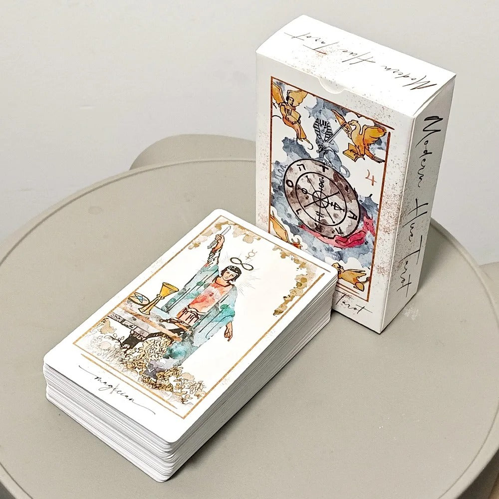 Modern Hue Tarot Deck — 78 Watercolour Cards Double-Embossed Edition